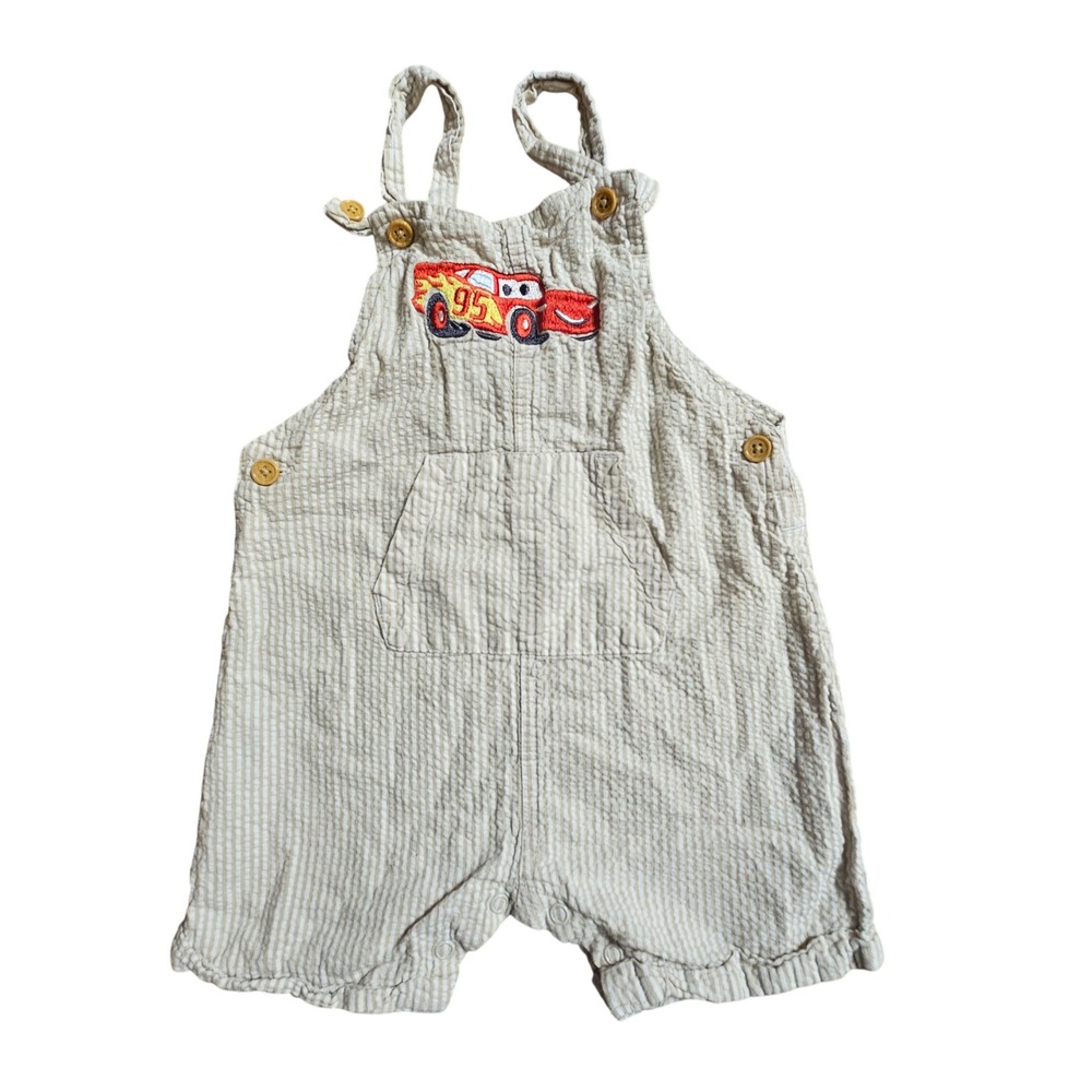 Disney Baby Cars Lightning McQueen Embroidered Seersucker Overalls 24M Kidcore